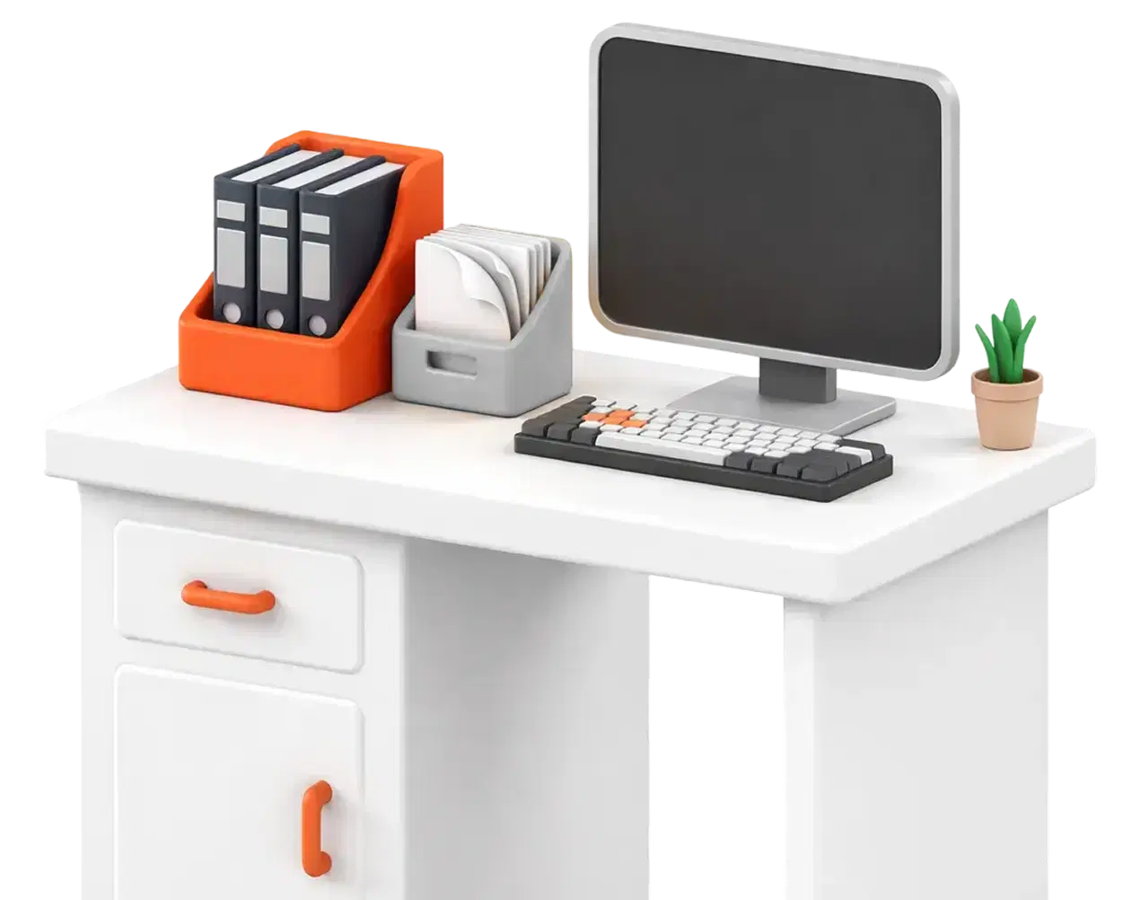Illustration of a desk, representing Zavo's growing team