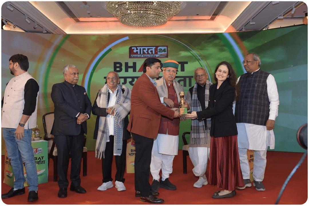 Zavo being recognised at the Bharat 24 Bharat Bhagya Nirmata awards